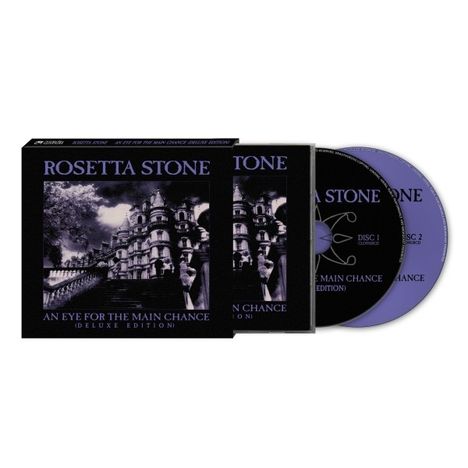 "ROSETTA STONE, AN EYE FOR THE MAIN CHANCE (DELUXE EDITION)." Zwei CDs mit einem Bild eines Schlosses auf dem Cover.