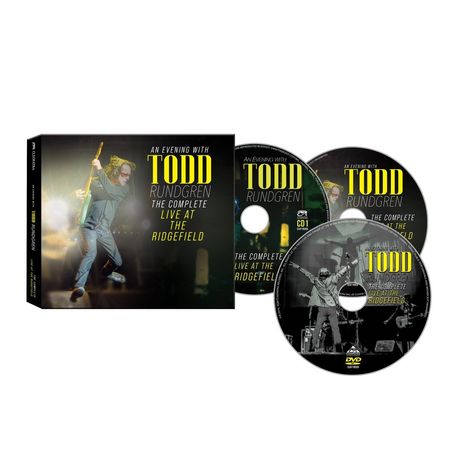 Texte: "An Evening with Todd Rundgren. The Complete Live at The Ridgefield". 
Drei CDs, eine mit Todd Rundgren auf der Bühne.