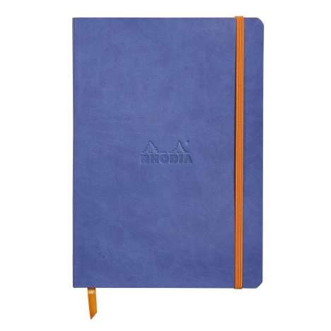 Rhodiarama flexibles Notizbuch A5 80 Blatt liniert saphirblau 90g, mit Gummizugverschluss, Buch