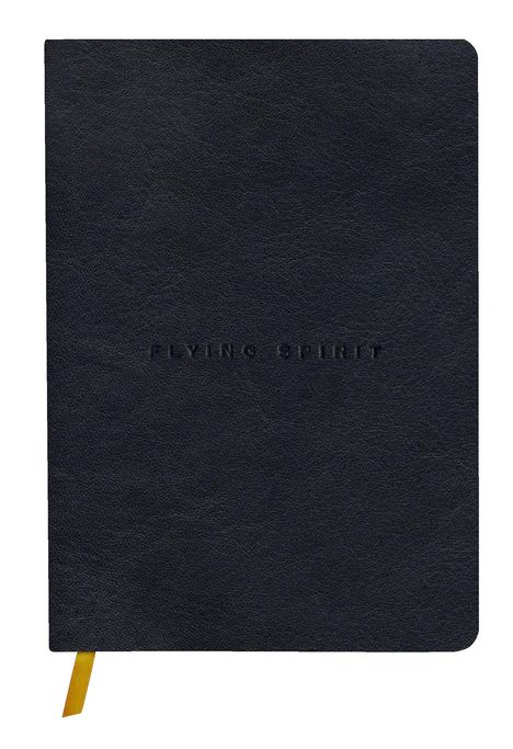 Flying Spirit, Notizbuch A5 mit Fadenbindung und glattem Ledereinband, schwarz, 90 Blatt 90g liniert, Diverse