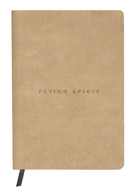 Flying Spirit, Notizbuch A5 mit Fadenbindung und Vintage-Ledereinband, beige, 90 Blatt 90g liniert, Diverse