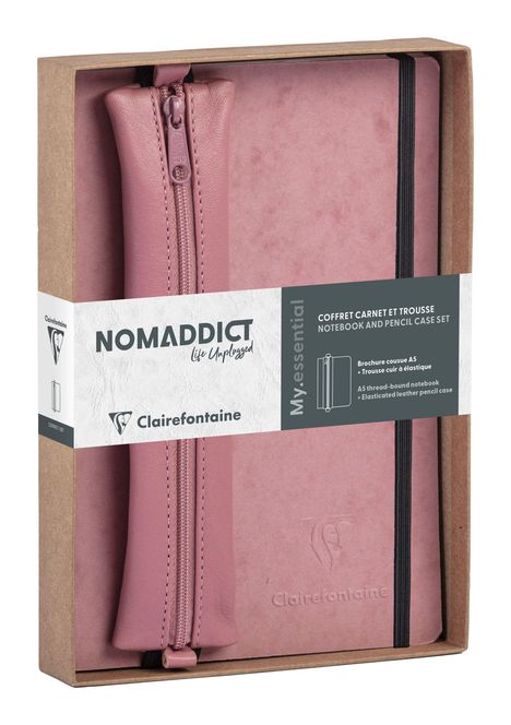 Age Bag, Set Nomaddict, Notizbuch A5 My.essential liniert + Federmäppchen, rosa, Diverse
