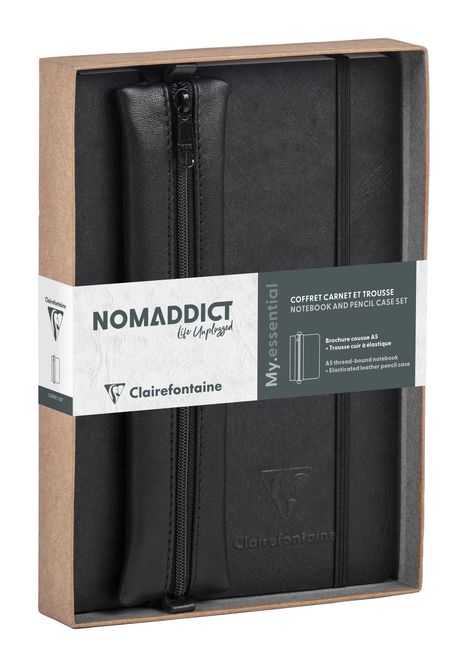 Age Bag, Set Nomaddict, Notizbuch A5 My.essential liniert + Federmäppchen, schwarz, Diverse