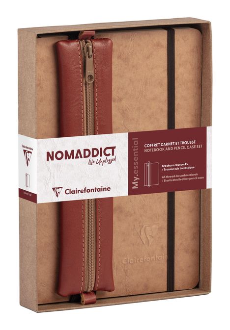 Age Bag, Set Nomaddict, Notizbuch A5 My.essential liniert + Federmäppchen, tabak, Diverse