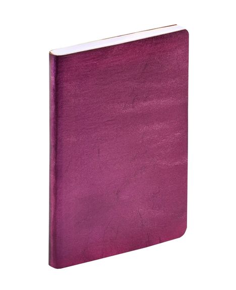 Ein Notizbuch mit glattem, lila Einband.
