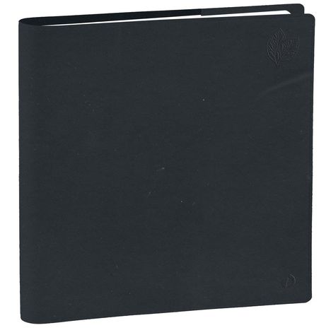 Schwarzes Buchcover mit eingeprägtem Blattmotiv oben rechts.