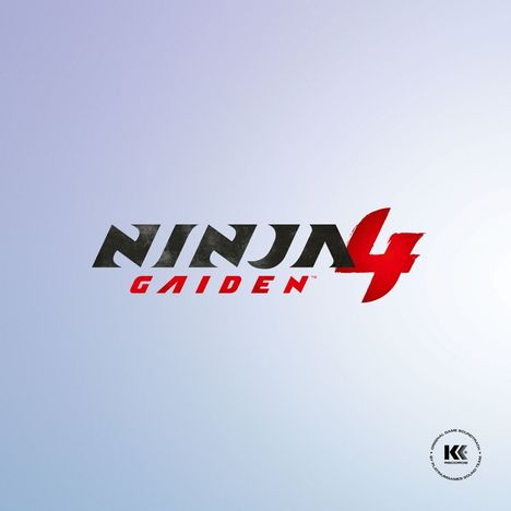 „Ninja Gaiden 4“ in großen Buchstaben, vor einem hellblauen Verlauf, in einem modernen, dynamischen Schriftzug.