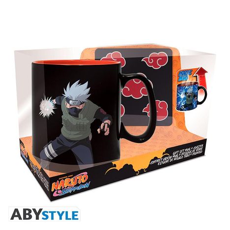 NARUTO SHIPPUDEN Geschenkset Tasse Wärmewechsel + Untersetzer Akatsuki, Diverse