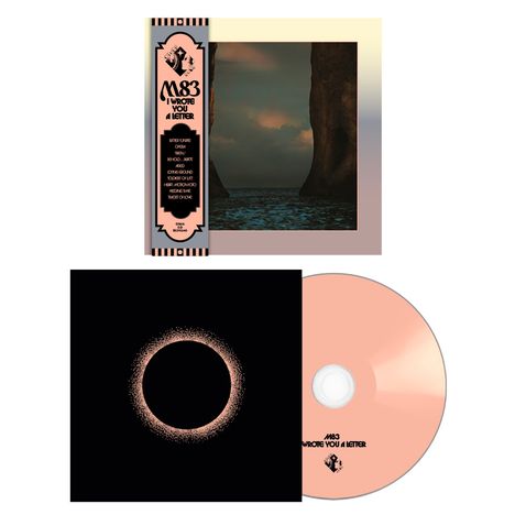 "M83 I WROTE YOU A LETTER" - Albumcover mit Felslandschaft, CD mit Kreisdesign.
