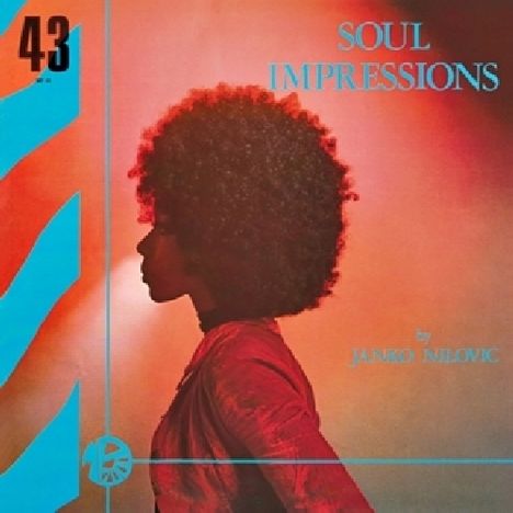"Soul Impressions" und "by Janko Nilovic" in Blau. Silhouette einer Person mit Afro vor rotem Hintergrund.