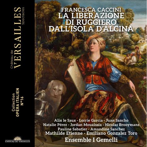 "Francesca Caccini: La liberazione di Ruggiero dall’isola d’Alcina. Ensemble I Gemelli." Klassische Illustration mit Natur.