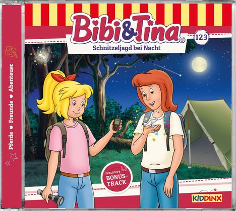 "Bibi & Tina: Pferde, Strand und Meer. Inklusive Bonus-Track." Zwei Mädchen reiten am Strand, umgeben von Möwen und Robben.