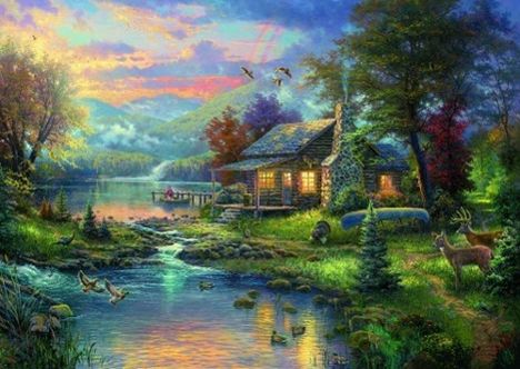 Thomas Kinkade: Thomas Kinkade, Im Naturparadies. Puzzle 1000 Teile, Spiele