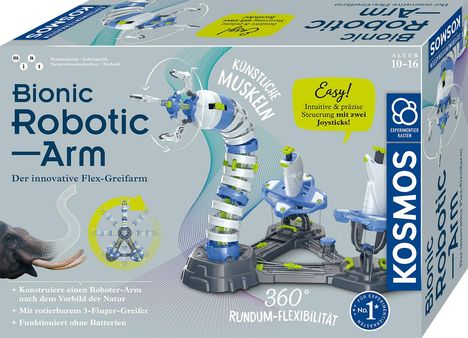 "Bionic Robotic Arm: Der innovative Flex-Greifarm. Künstliche Muskeln, einfache Steuerung mit Joysticks, 360° Flexibilität."