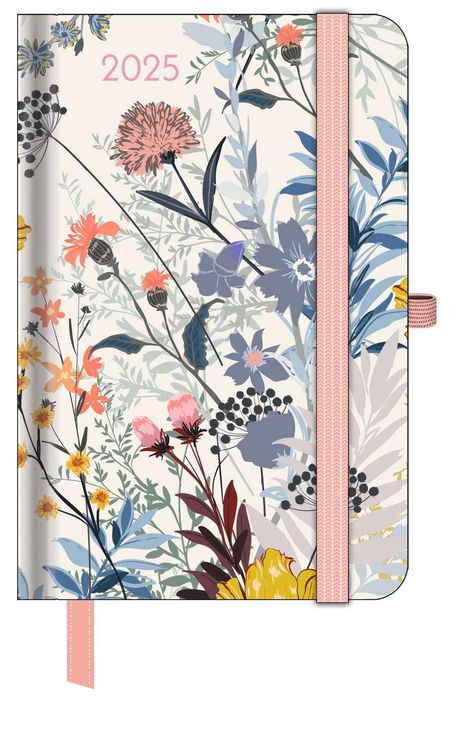 GreenLine Diary Floral 2025 - Buchkalender - Taschenkalender - 10x15, Kalender