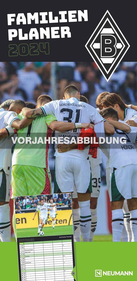 Borussia Mönchengladbach 2025 - Familien-Planer - Fan-Kalender - Fußball-Kalender - 22x45 - Sport, Kalender