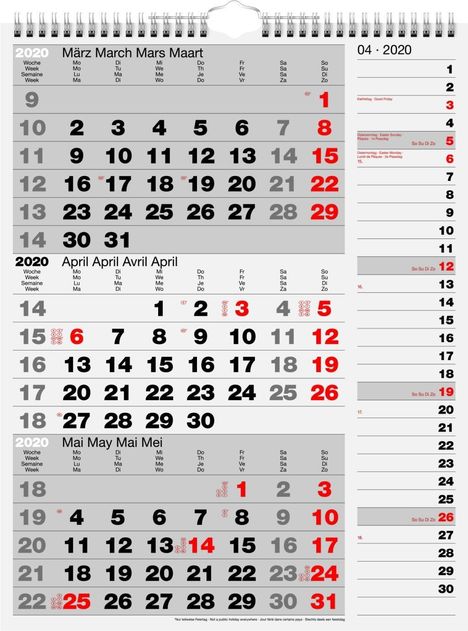 Drei-Monatskalender Kombi 2015, Kalender