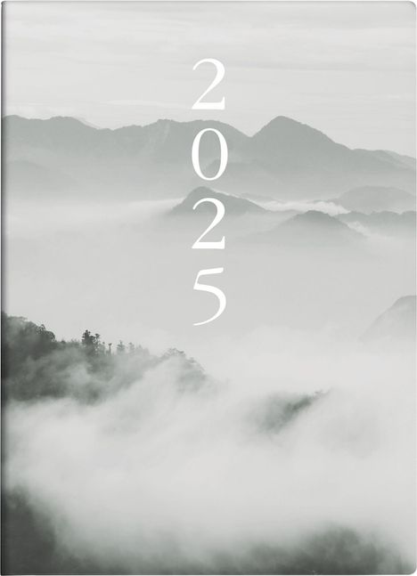 rido/idé 7018507015 Taschenkalender Modell Technik S (2025) "Cloudy Mountains"| 2 Seiten = 1 Woche| A6| 144 Seiten| Grafik-Einband| grau, Buch