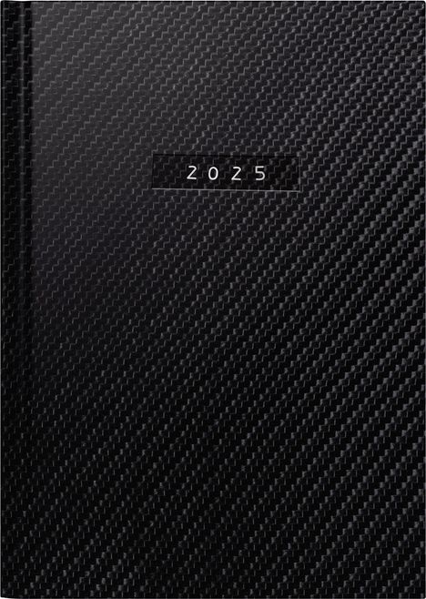 rido/idé 7021034805 Buchkalender Modell futura 2 (2025) "Carbon"| 2 Seiten = 1 Woche| A5| 176 Seiten| Kunstleder-Einband| flexibel| schwarz, Buch