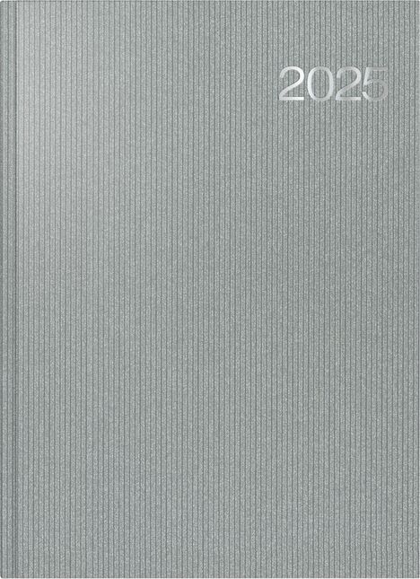 rido/idé 7027505905 Buchkalender Modell Conform (2025)| 1 Seite = 1 Tag| A4| 384 Seiten| Kunststoff-Einband Visicron metallic| silberfarben, Buch