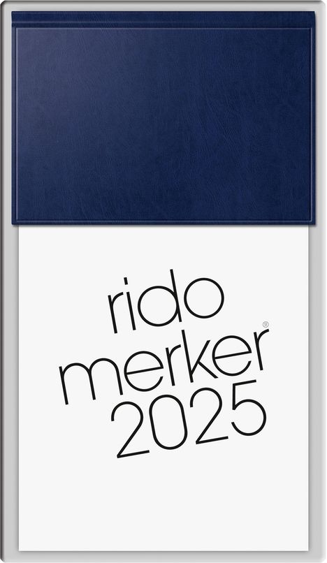 rido/idé 7035003385 Vormerkbuch Modell Merker (2025)| 1 Seite = 1 Tag| 108 × 201 mm| 736 Seiten| Miradur-Einband| dunkelblau, Kalender