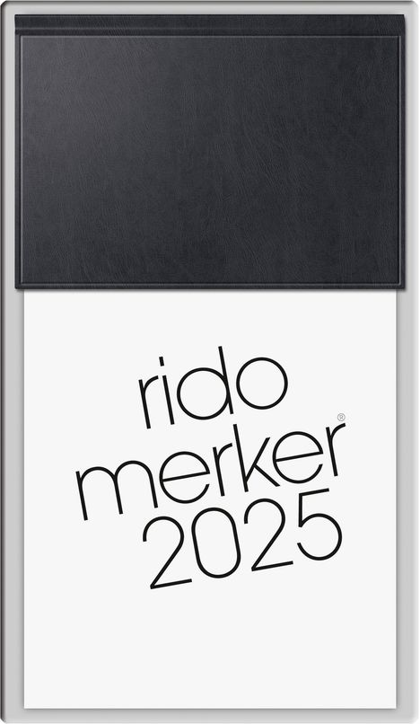 rido/idé 7035003905 Vormerkbuch Modell Merker (2025)| 1 Seite = 1 Tag| 108 × 201 mm| 736 Seiten| Miradur-Einband| schwarz, Kalender