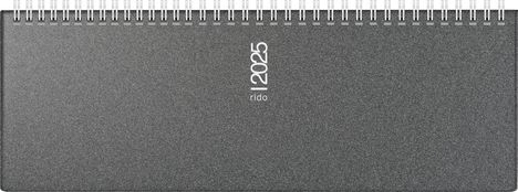 rido/idé 7036133905 Querterminbuch Modell septant (2025)| 2 Seiten = 1 Woche| 305 × 105 mm| 128 Seiten| Kunststoff-Einband Reflection| grau, Kalender