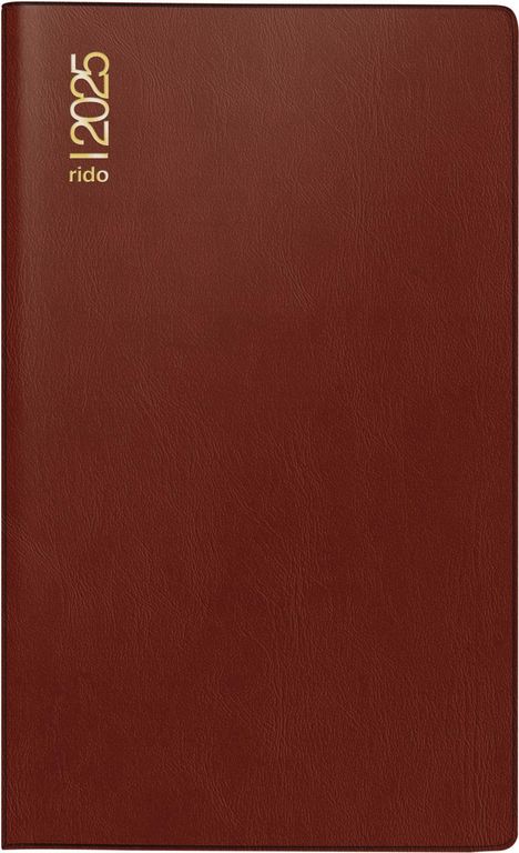 rido/idé 7046892295 Taschenkalender Modell M-Planer (2025)| 2 Seiten = 1 Monat| A6| 32 Seiten| Kunststoff-Einband| bordeaux, Buch