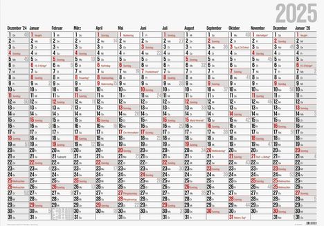 rido/idé 7033660005 Plakatkalender Modell Office I (2025)| 1 Seite = 14 Monate, Kalender