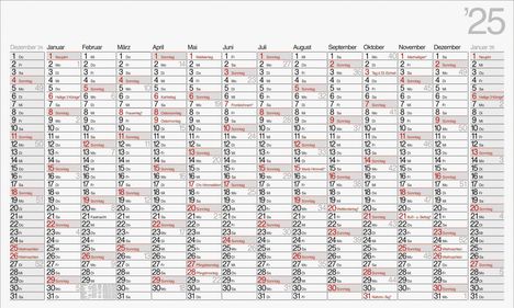 rido/idé 7033670005 Plakatkalender Modell Office II (2025)| 1 Seite = 14 Monate, Kalender