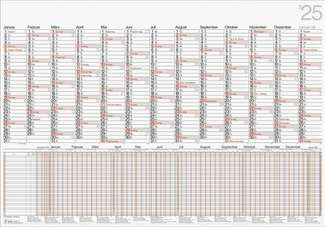 rido/idé 7033710005 Plakatkalender Modell Kombi (2025)| 1 Seite = 13 Monate, Kalender