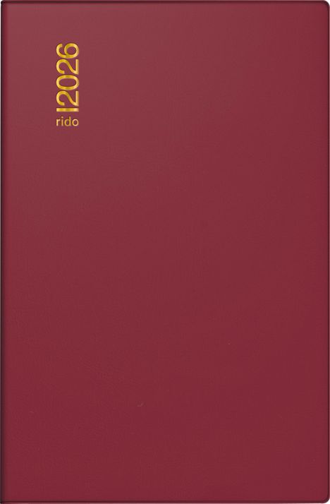 rido/idé 7016212296 | Taschenkalender Mod. Industrie II 2026 | A7, Kunststoff, bordeaux, Buch
