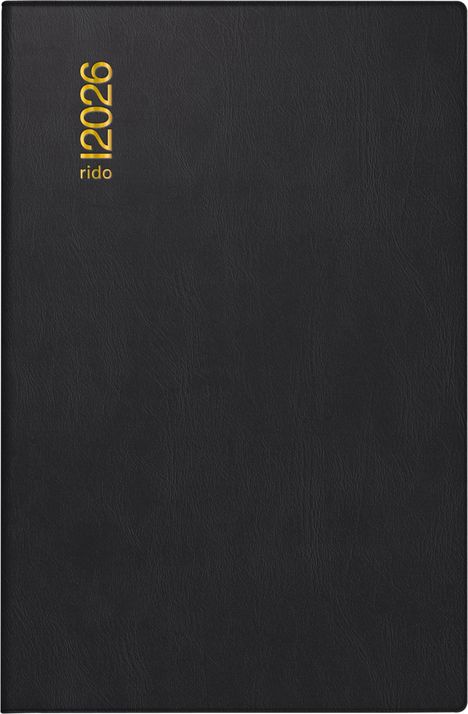rido/idé 7016212906 | Taschenkalender Mod. Industrie II 2026 | A7, Kunststoff, schwarz, Buch