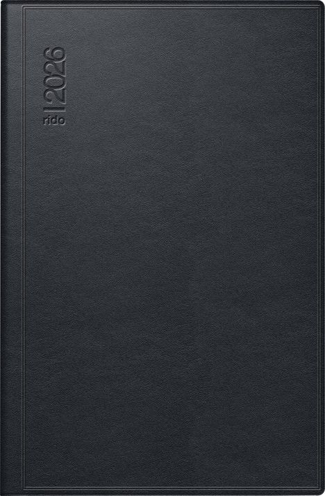 rido/idé 7016288906 | Taschenkalender Mod. Industrie II 2026 | A7, Leder, schwarz, Buch