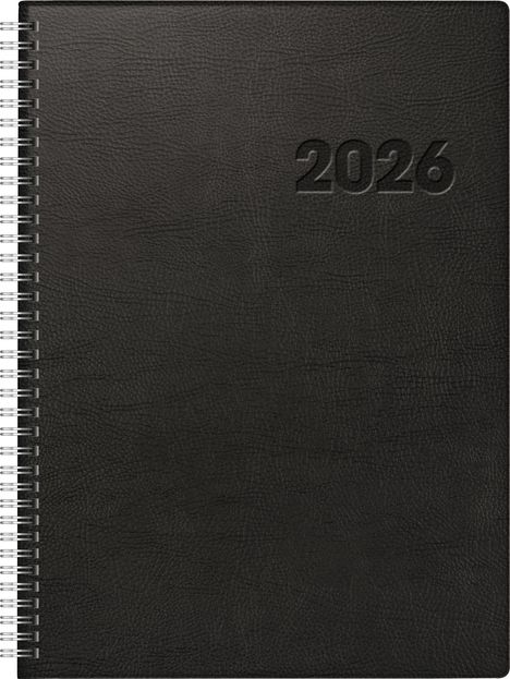 rido/idé 7027501906 | Buchkalender Mod. Conform 2026 | A4, Kunststoff, schwarz, Buch