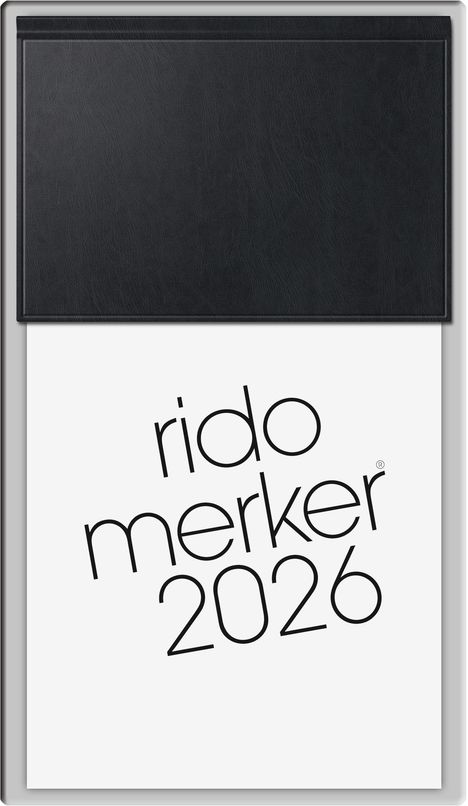 rido/idé 7035003906 | Vormerkbuch Mod. Merker 2026 | 108×201 mm, Kunststoff, schwarz, Kalender