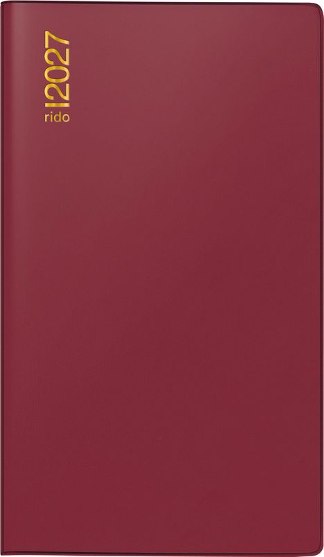 "2027" und "rido" in Gelb. Einfaches rotes Deckblatt.