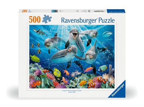 Ravensburger Puzzle 12000200 - Delphine im Korallenriff - 500 Teile Puzzle für Erwachsene und Kinder ab 10 Jahren, Diverse