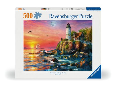Ravensburger Puzzle 12000217 - Leuchtturm am Abend - 500 Teile Puzzle für Erwachsene und Kinder ab 12 Jahren, Diverse