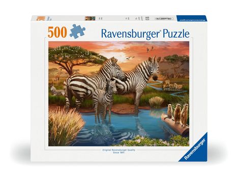 Ravensburger Puzzle 12000365 Zebras am Wasserloch - 500 Teile Puzzle für Erwachsene und Kinder ab 12 Jahren, Diverse