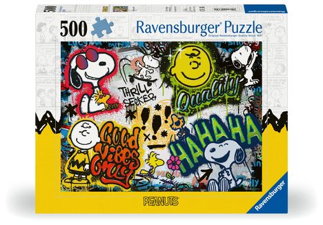 Ravensburger Puzzle 12000389 - Peanuts Graffiti - 500 Teile Snoopy Puzzle für Erwachsene und Kinder ab 12 Jahren, Diverse