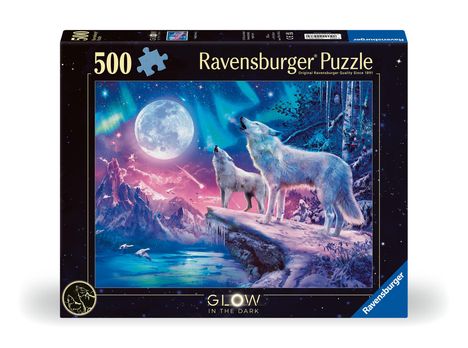 Ravensburger Puzzle 12000476 - Wolf im Nordlicht - 500 Teile Puzzle für Erwachsene und Kinder ab 10 Jahren, Diverse