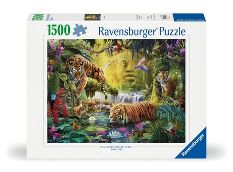 Ravensburger Puzzle 12000696 - Idylle am Wasserloch - 1500 Teile Puzzle für Erwachsene und Kinder ab 14 Jahren, Puzzle mit Tiger-Motiv, Diverse