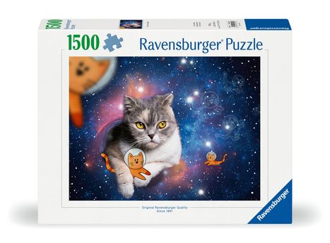 Ravensburger Puzzle 12000742 - Katzen fliegen im Weltall - 1500 Teile Puzzle für Erwachsene und Kinder ab 14 Jahren, Diverse