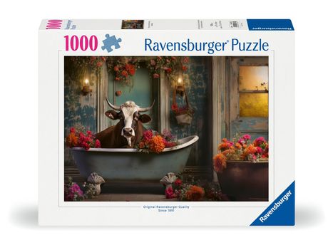 Ravensburger Puzzle 12000782 - Die Kuh in der Badewanne- 1000 Teile Puzzle für Erwachsene ab 14 Jahren, Diverse