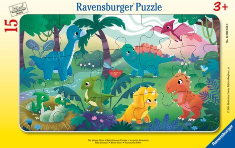Ravensburger Kinderpuzzle - 12000856 Die kleinen Dinos - 15 Teile Rahmenpuzzle für Kinder ab 3 Jahren, Diverse