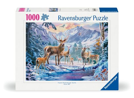 Ravensburger Puzzle 12000888 - Rehe und Hirsche im Winter - 1000 Teile Puzzle für Erwachsene und Kinder ab 14 Jahren, Diverse