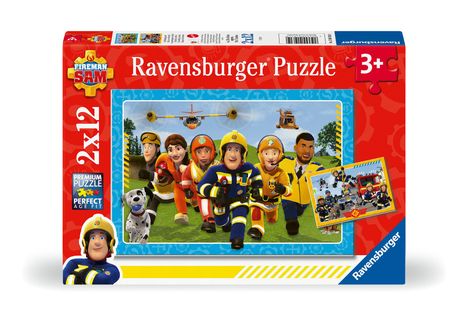 Ravensburger Kinderpuzzle 12001031 - Fireman Sam - 2x12 Teile Fireman Sam Puzzle für Kinder ab 3 Jahren, Diverse