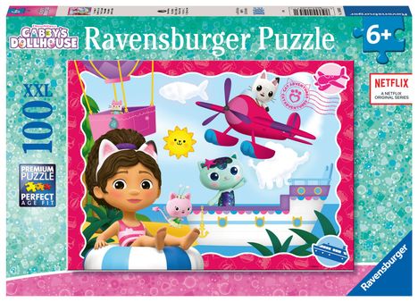 Ravensburger Puzzle 12001053 - Katzenabenteuer! - 100 Teile XXL Gabby's Dollhouse Puzzle für Kinder ab 6 Jahren, Diverse