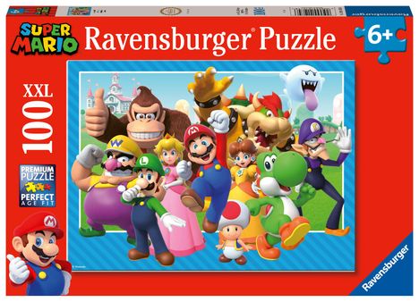Ravensburger Kinderpuzzle 12001074 - Los geht's! - 100 Teile XXL Super Mario Puzzle für Kinder ab 6 Jahren, Diverse